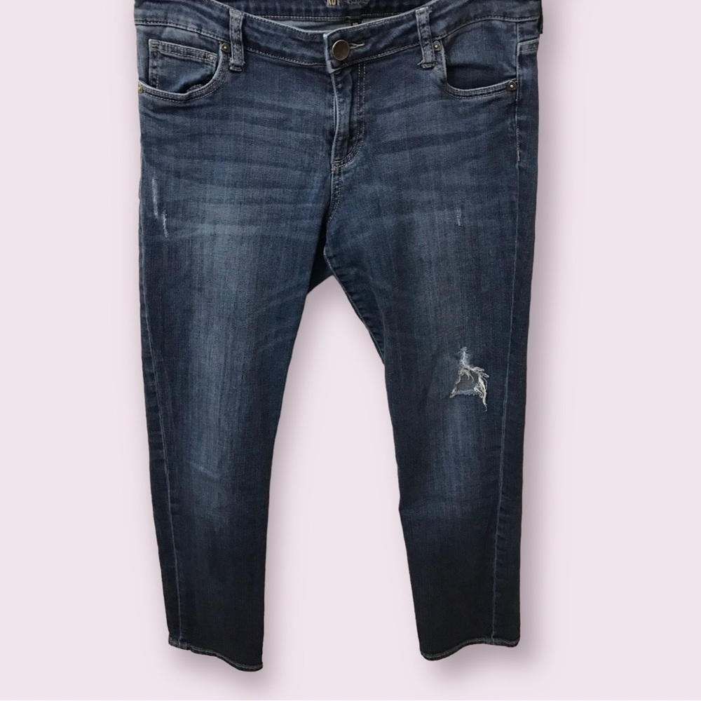Kut from the kloth catherine womens cotton boyfriend distressed jeans size 10